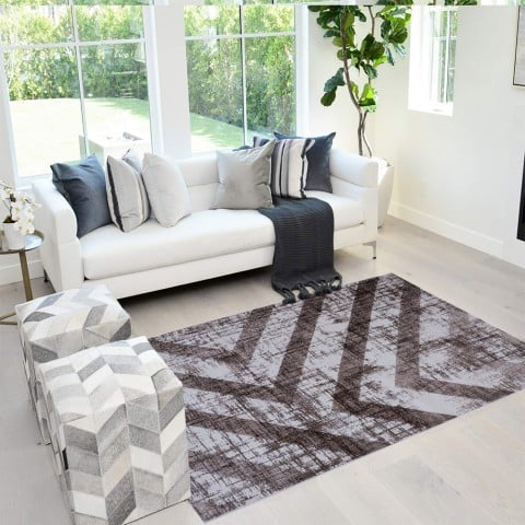 Design carpet geometric style rectangular white brown Double MAR010 Promotion