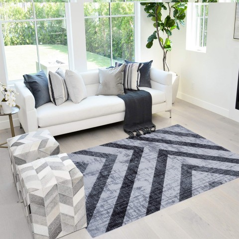 Rectangular modern geometric design carpet grey black Double GRI008 Promotion