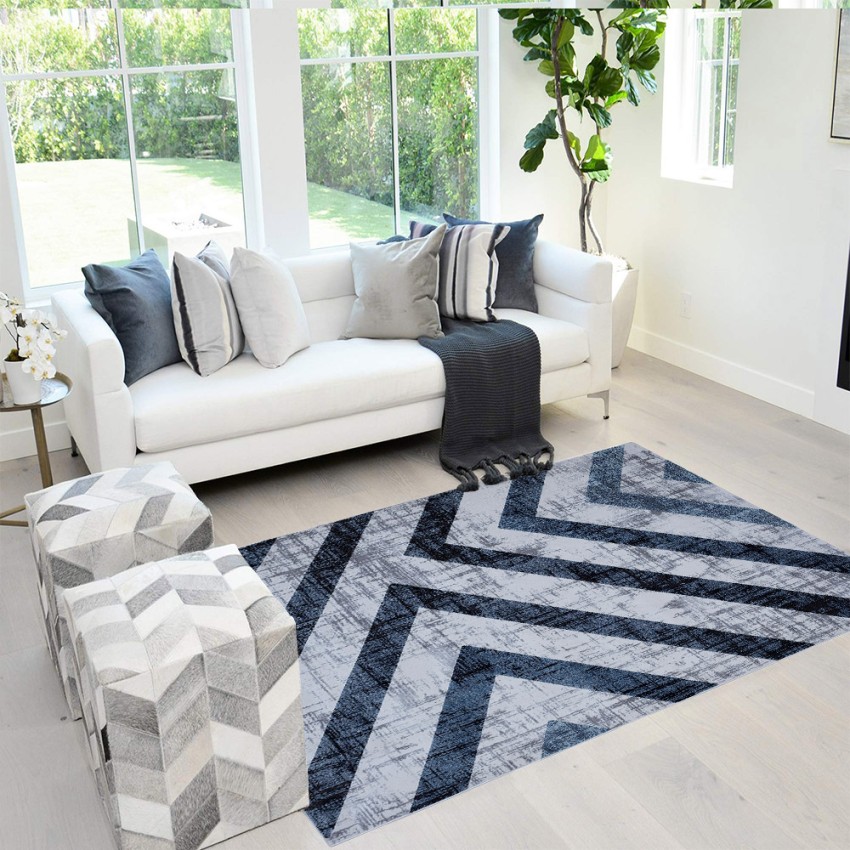 Rectangular geometric style living room rug Double BLU004 Promotion