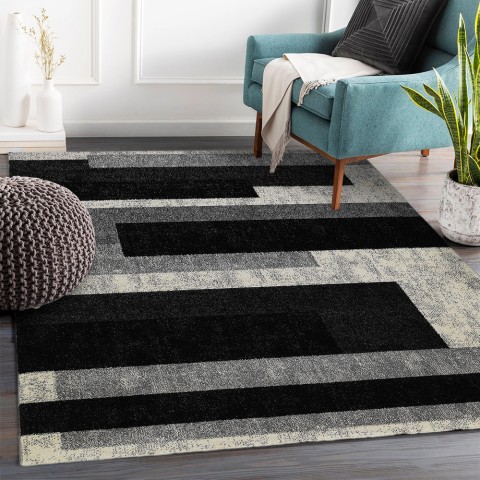 Modern geometric design short pile carpet grey white black GRI224 Promotion