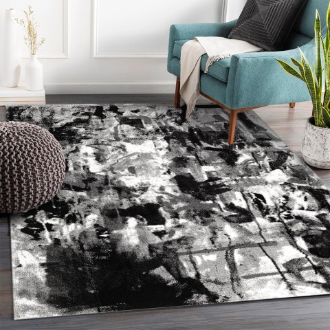 Abstract rectangular grey black white modern design carpet GRI226 Promotion