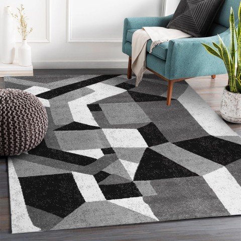 Short pile carpet modern style rectangular grey white black GRI228 Promotion