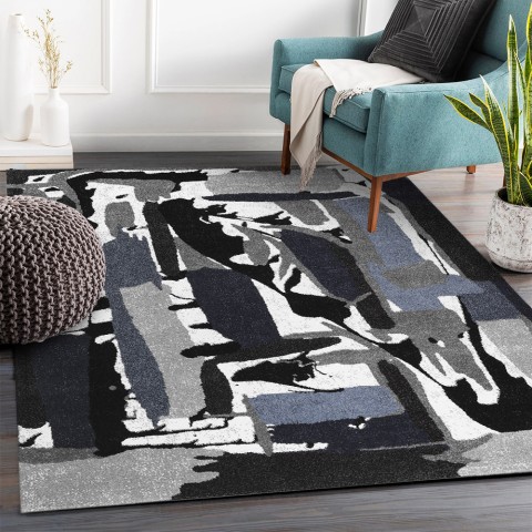 Abstract short pile modern rectangular living room carpet BLU018 Promotion