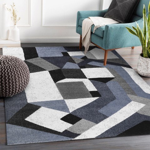 Rectangular geometric style living room modern design carpet BLU019 Promotion