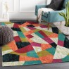 Rectangular short pile rug multicoloured geometric design MUL433 Promotion