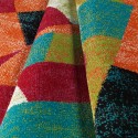 Rectangular short pile rug multicoloured geometric design MUL433 Offers
