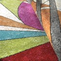 Rectangular multicoloured geometric short pile carpet MUL436 Offers
