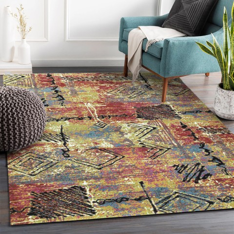 Kitchen rectangular modern art multicoloured living room carpet MUL437 Promotion
