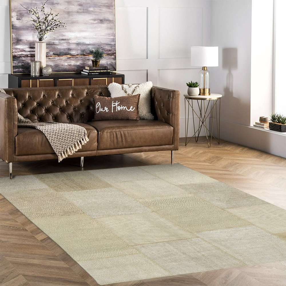 Beige Modern Rectangular Rug for Living Room and Dining Room TUBE01