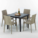 PASSION Set Made of a 90x90cm Black Square Table and 4 Colourful Bistrot Arm Chairs Catalog