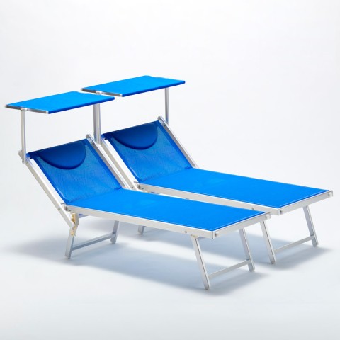 copy of Set Of 2 Italia Professional Sun Loungers With Built-in Headrest And Sunshade Promotion