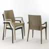 PASSION Set Made of a 90x90cm Black Square Table and 4 Colourful Bistrot Arm Chairs 