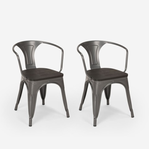 copy of Lix industrial steel armchairs for kitchen and bar steel wood arm Promotion