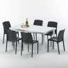 SummerLIFE Set Made of a 150x90cm White Rectangular Table and 6 Colourful BOHÈME Chairs Model