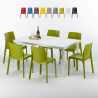 SummerLIFE Set Made of a 150x90cm White Rectangular Table and 6 Colourful Rome Chairs Promotion