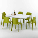 SummerLIFE Set Made of a 150x90cm White Rectangular Table and 6 Colourful Rome Chairs Measures