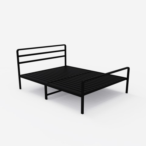 copy of Double bed 2 squares in metal with 160x200 slatted base Skjern Promotion