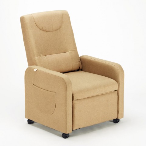 copy of 4-wheels Fabric Recliner Armchair with footrest Beautiful Promotion