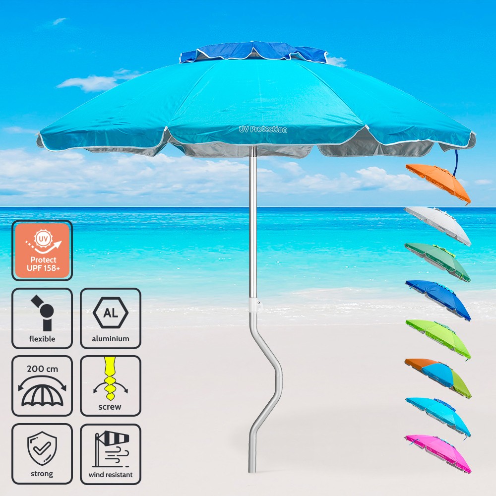 GiraFacile® 200cm Patented Beach Umbrella With UPF 158+ uv Protection Afrodite