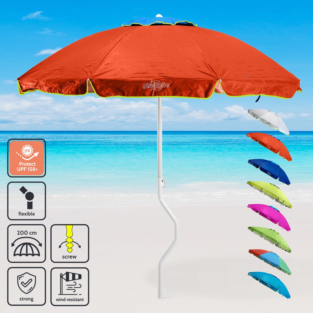 GiraFacile sea umbrella 200 cm UV protection beach fishing Ermes