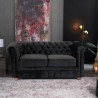 2 Seater Chesterfield Sofa Velvet Fabric Capitonné Design Measures