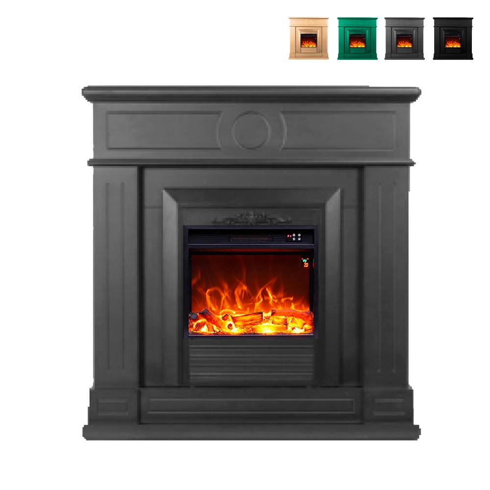 Electric fireplace with wooden frame low consumption stove 1500W Lipari