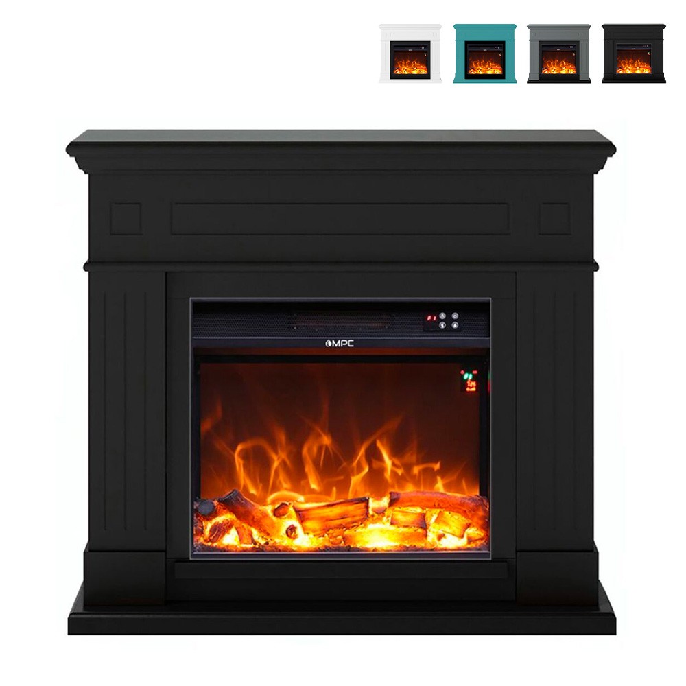 Electric stove chimney with wood frame low consumption Pienza