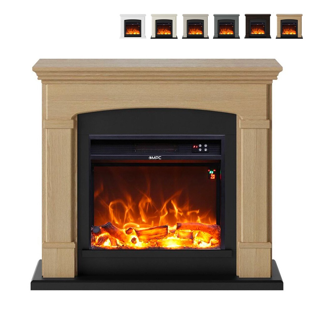 LED Electric Fireplace Heater with Wooden Frame Siena