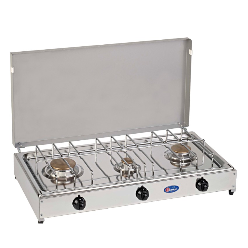 Portable camping gas cooker 3 burners with lid 5523G CF Parker Promotion