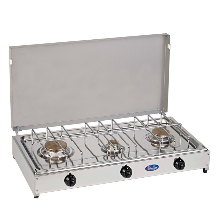Portable Camping Gas Stove 3-Burner with Lid 5523G CF Parker Promotion