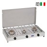 Portable Camping Gas Stove 3-Burner with Lid 5523G CF Parker On Sale