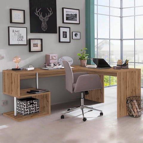 Modern studio corner office desk 160/180cm in wood Vilnis WD Promotion