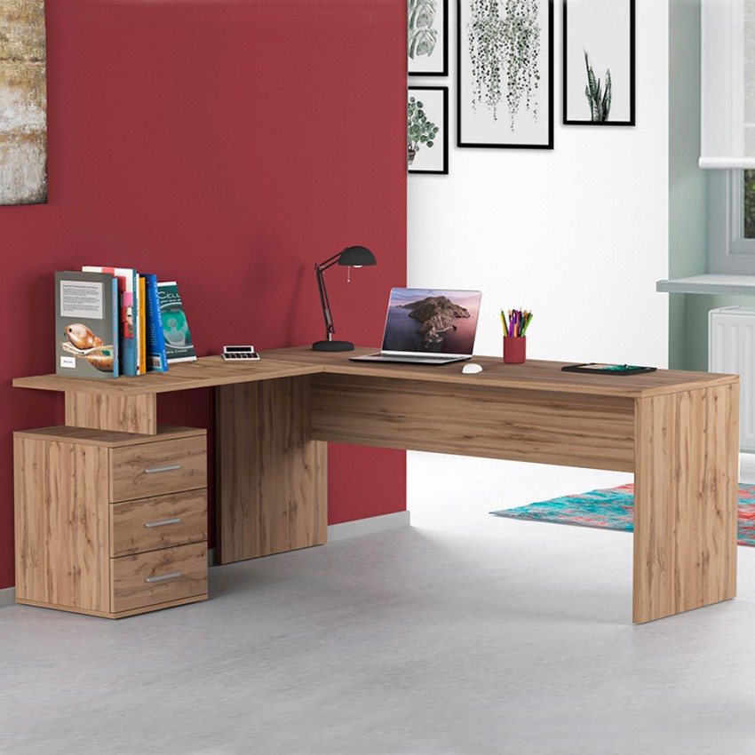 Modern wooden corner office desk 3 drawers New Selina WD Promotion