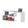 Swivel white corner desk for home office 2 shelves Volta WH Sale