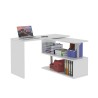 Swivel white corner desk for home office 2 shelves Volta WH Discounts