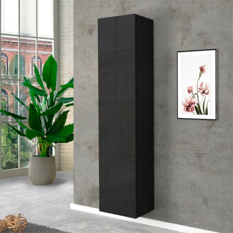 Modern black entrance wardrobe column cabinet with 5 compartments Note Wardrobe Promotion