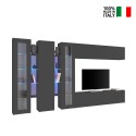 Wall-mounted living room TV cabinet 2 display cabinets black Note Mir On Sale