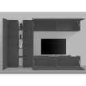 Modern black TV cabinet 2 cupboards 4 shelves Note Twin Discounts