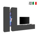 Modern living room TV wall system 2 cupboards 4 shelves grey Sage RT On Sale