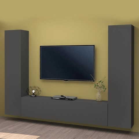 Vibe RT modern grey TV cabinet hanging wall system 2 cupboards Promotion