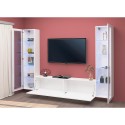 Suspended wall system white living room TV cabinet 2 display cabinets Liv WH Discounts