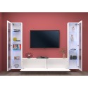 Suspended wall system white living room TV cabinet 2 display cabinets Liv WH Catalog