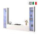 Suspended wall system white living room TV cabinet 2 display cabinets Liv WH On Sale