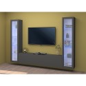 Suspended TV cabinet wall unit modern design black 2 display cabinets Liv RT Sale