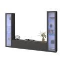 Suspended TV cabinet wall unit modern design black 2 display cabinets Liv RT Offers
