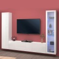 White Wall Unit with Floating TV Stand, Display Cabinet, and Wardrobe Peris WH Promotion