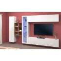 Suspended white TV cabinet bookcase wall unit Loane WH Sale