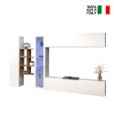 Suspended white TV cabinet bookcase wall unit Loane WH On Sale