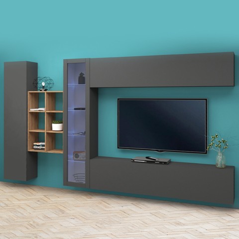 Loane RT modern suspended TV cabinet bookcase wall unit Promotion