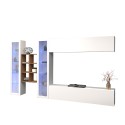 White wall unit hanging TV cabinet bookcase 2 display cabinets Kary WH Offers